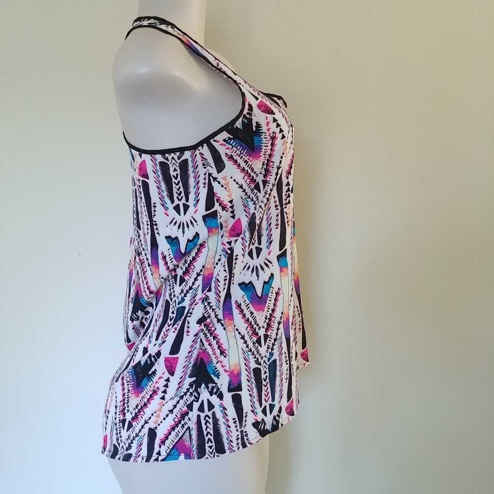Colorful Print Racerback Blouse - Picture 3 of 4